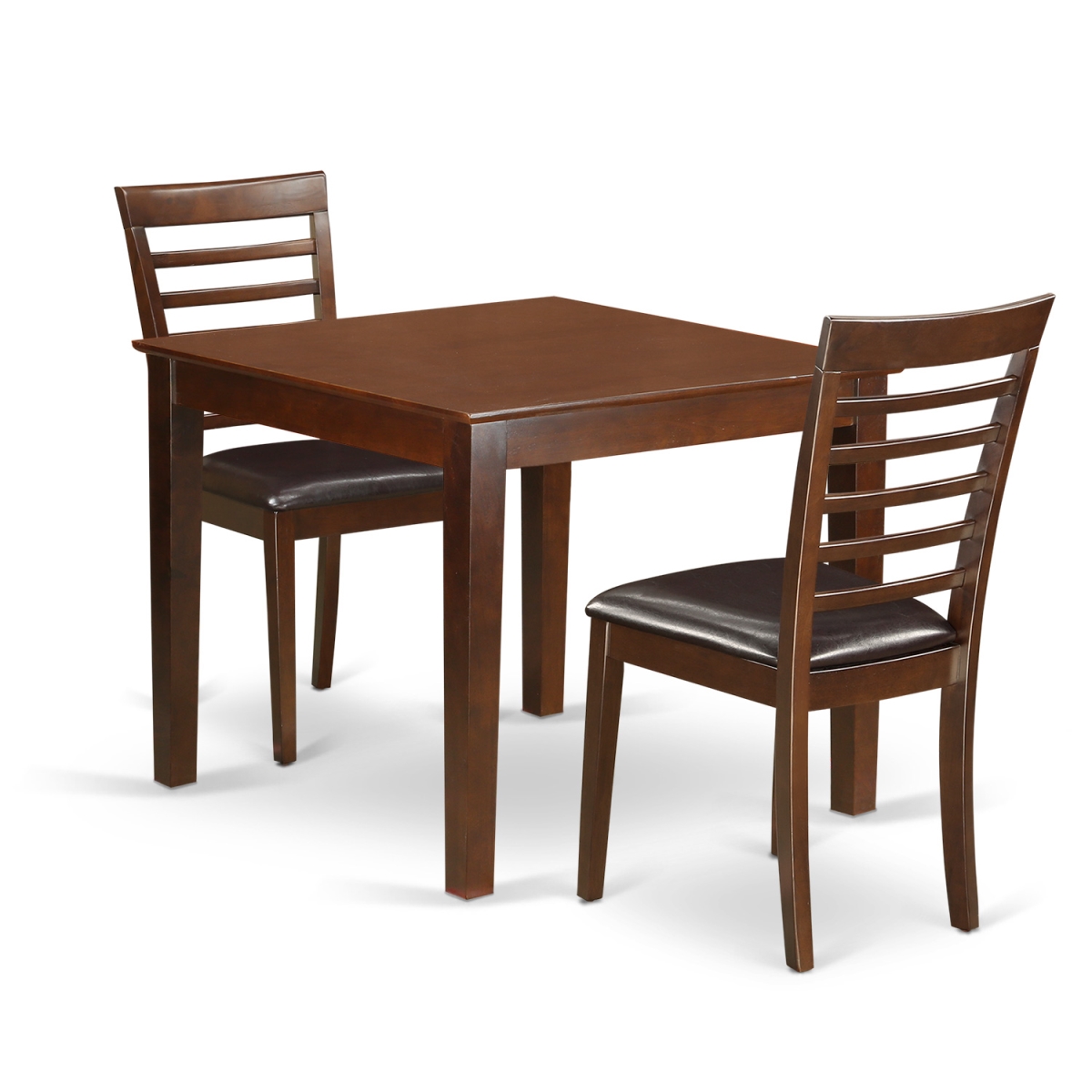 Picture of East West Furniture OXML3-MAH-LC Dinette Table Set with One Oxford Dining Table & 2 Chairs&#44; Mahogany - 3 Piece