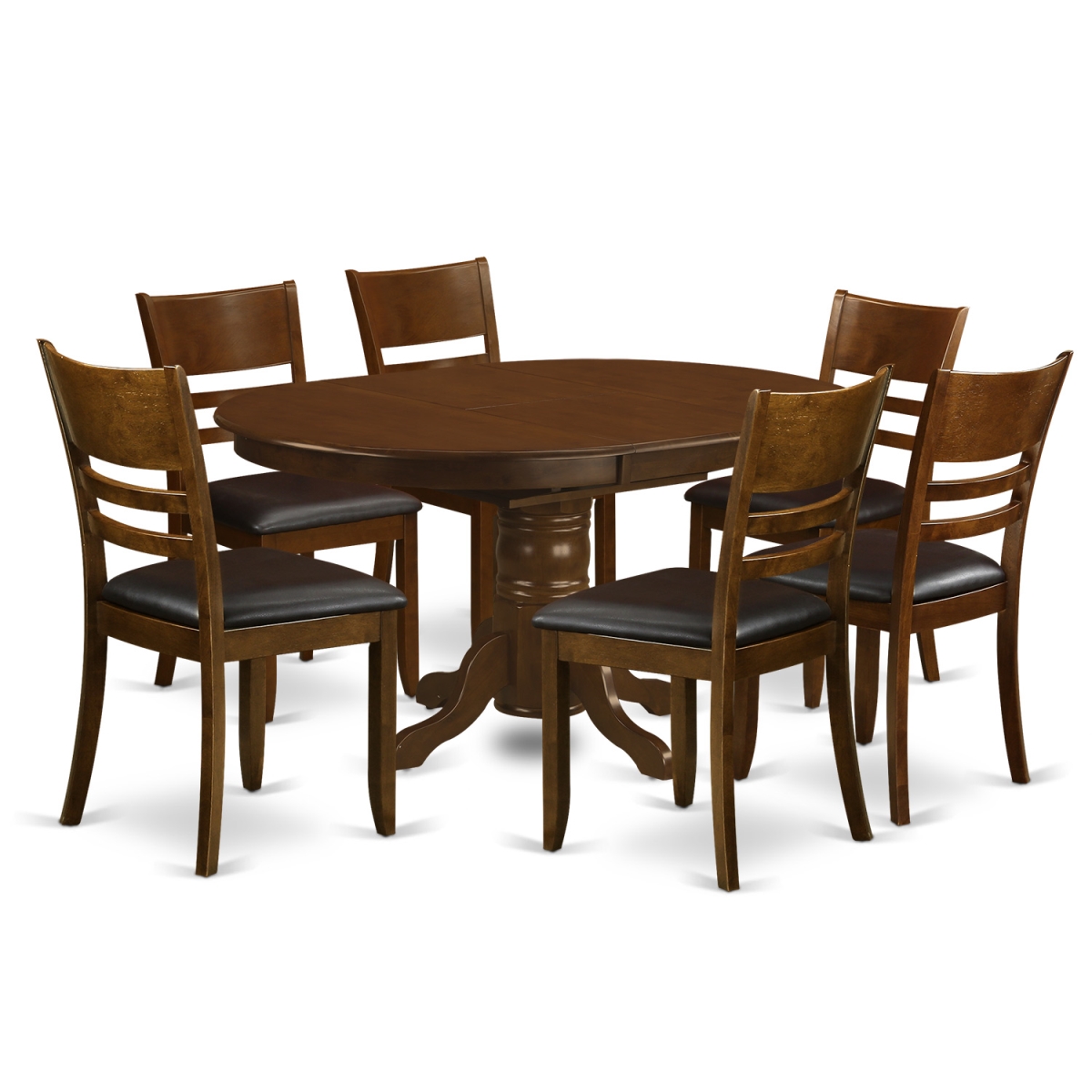 Set Kenley with One Leaf & Six Padded Leather Chairs, Espresso - 18 in. - 7 Piece
