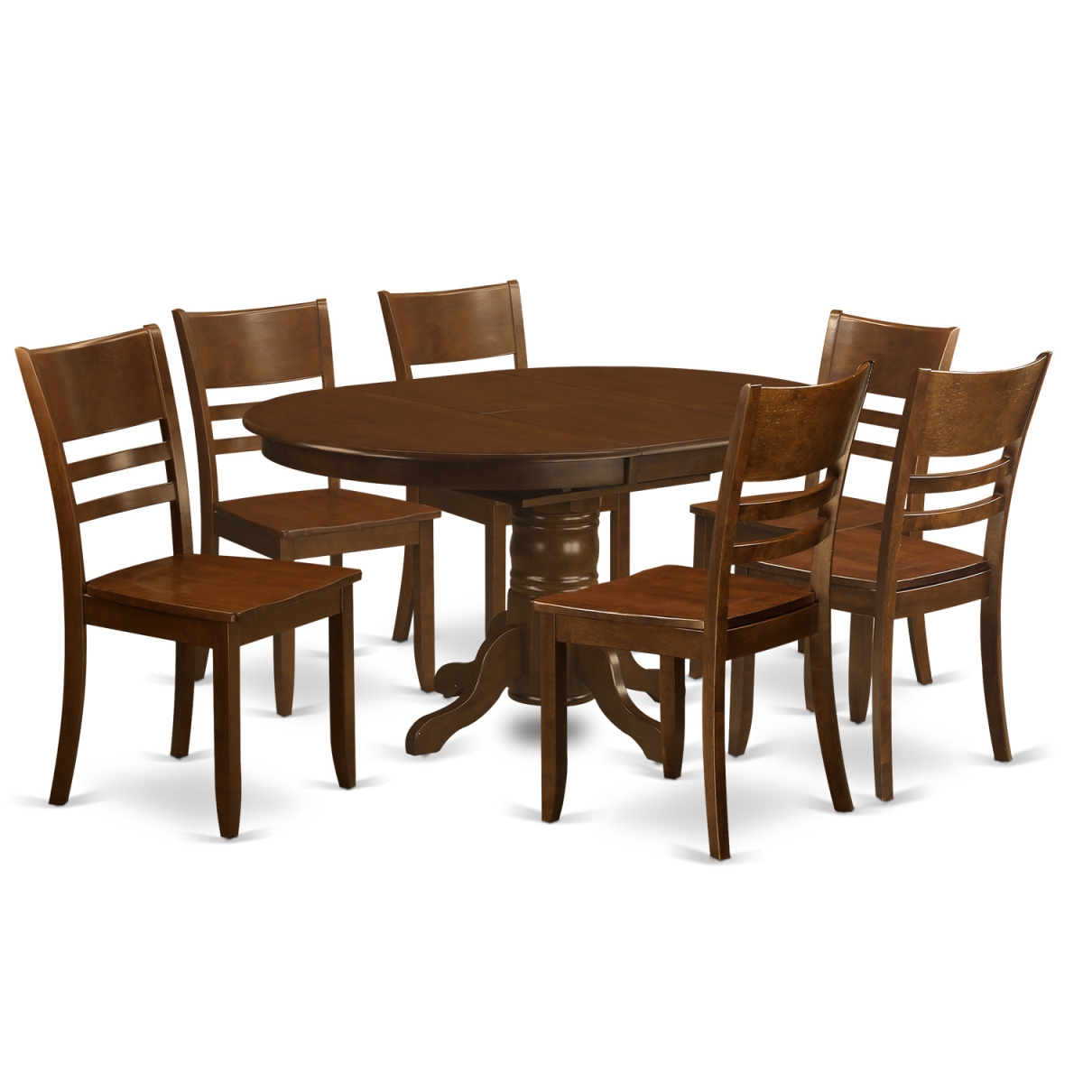 Kenley Dining Table with One Leaf & 6 Hardwood Chairs, Espresso - 18 in. - 7 Piece