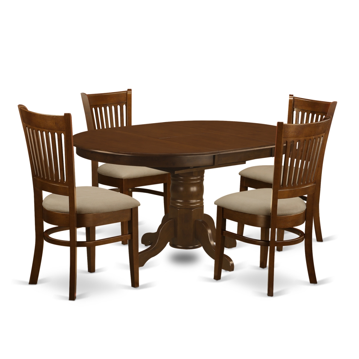 KEVA5-ESP-C Set Kenley Kitchen Table with One Leaf & Four Upholstered Seat Chairs, Espresso - 18 in. - 5 Piece