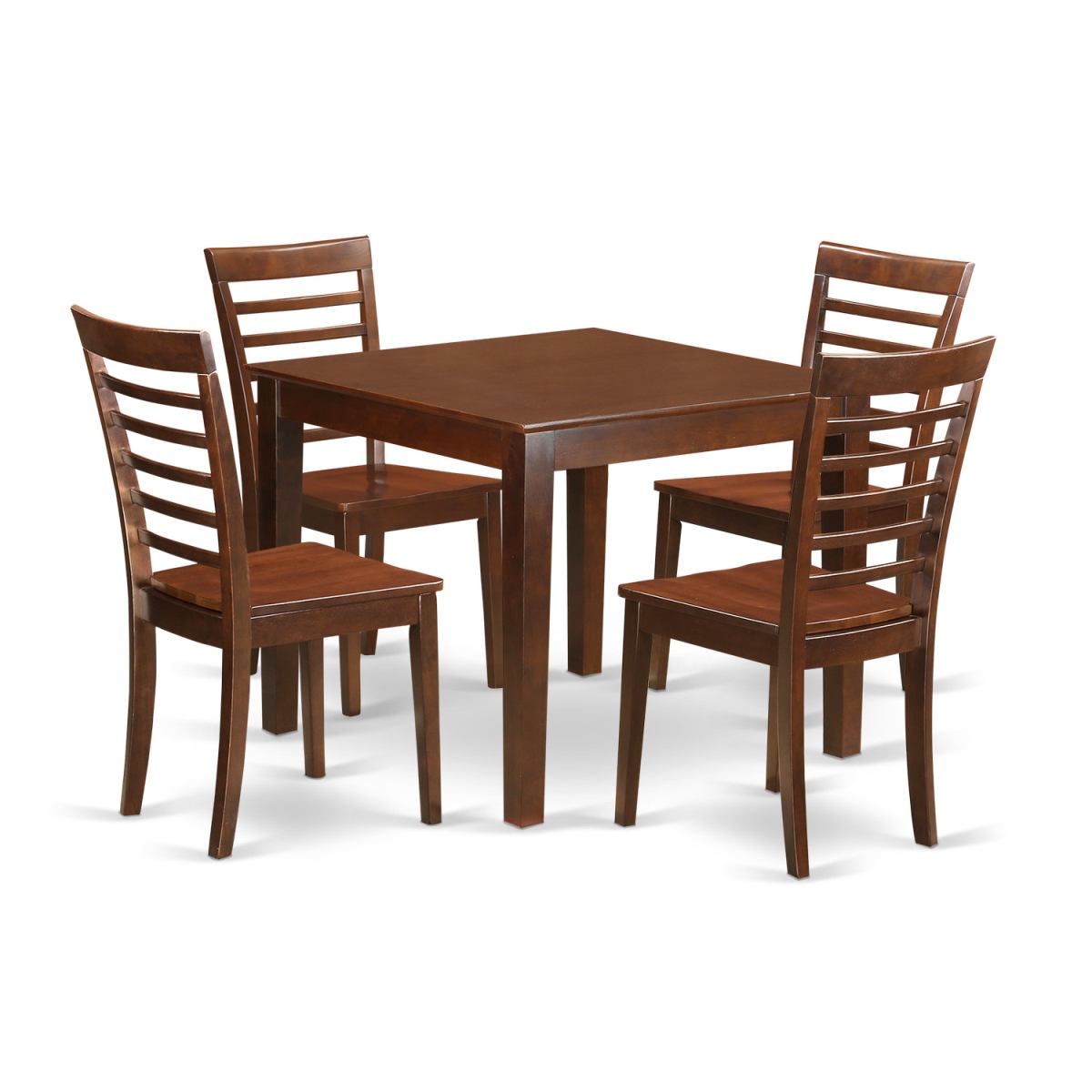 Picture of East West Furniture OXML5-MAH-W Small Kitchen Table Set with One Oxford Dining Table & 4 Chairs&#44; Mahogany - 5 Piece