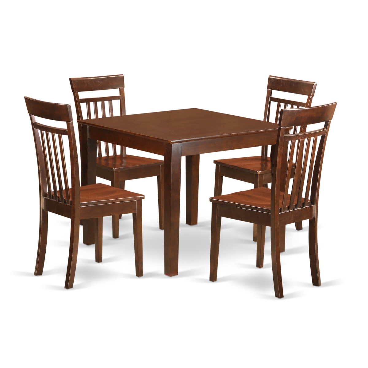 Picture of East West Furniture OXCA5-MAH-W Small Kitchen Table Set with One Oxford Dining Room Table & Four Chairs&#44; Mahogany - 5 Piece