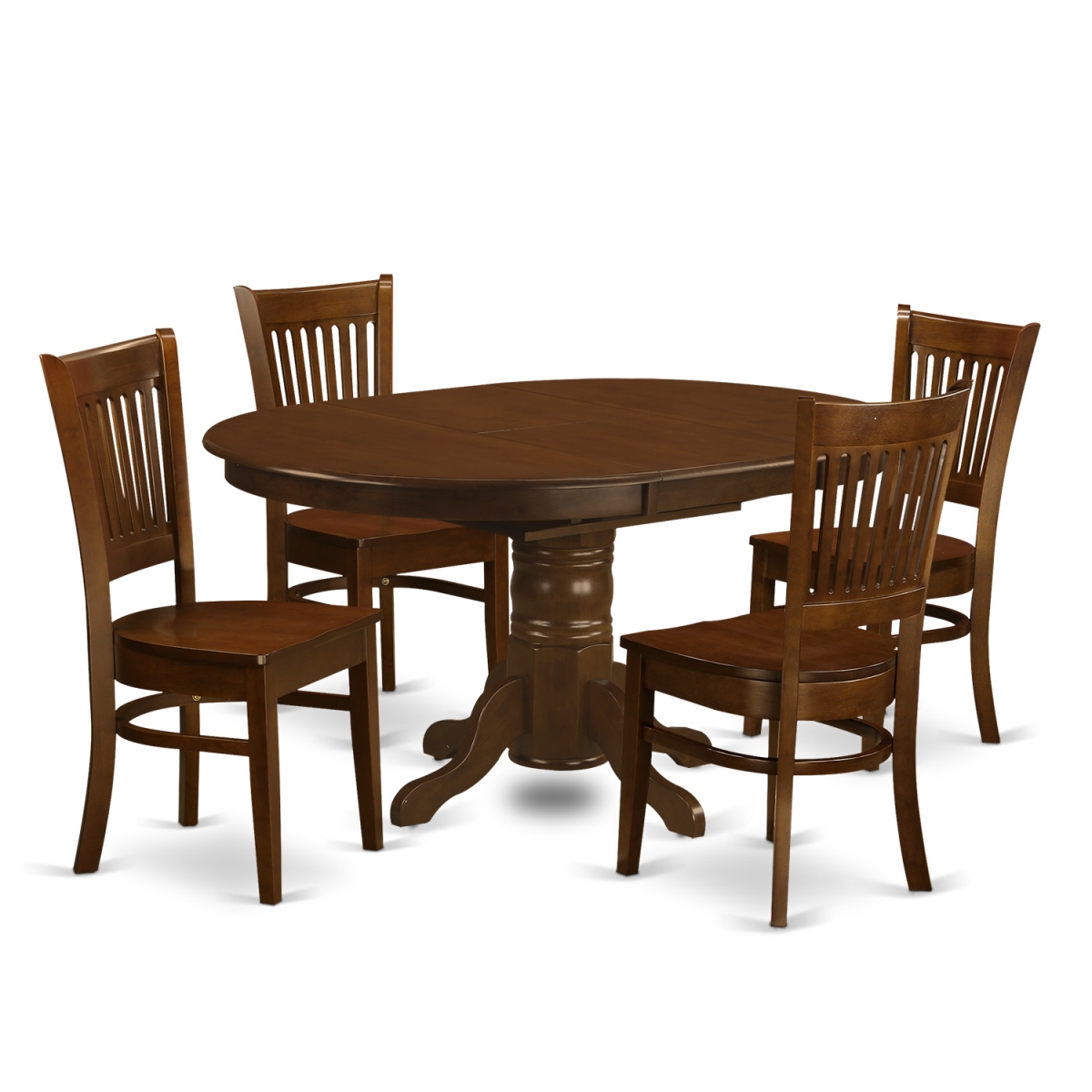 Set Kenley Dining Table with One Leaf & 4 Wood Chairs, Espresso - 18 in. - 5 Piece