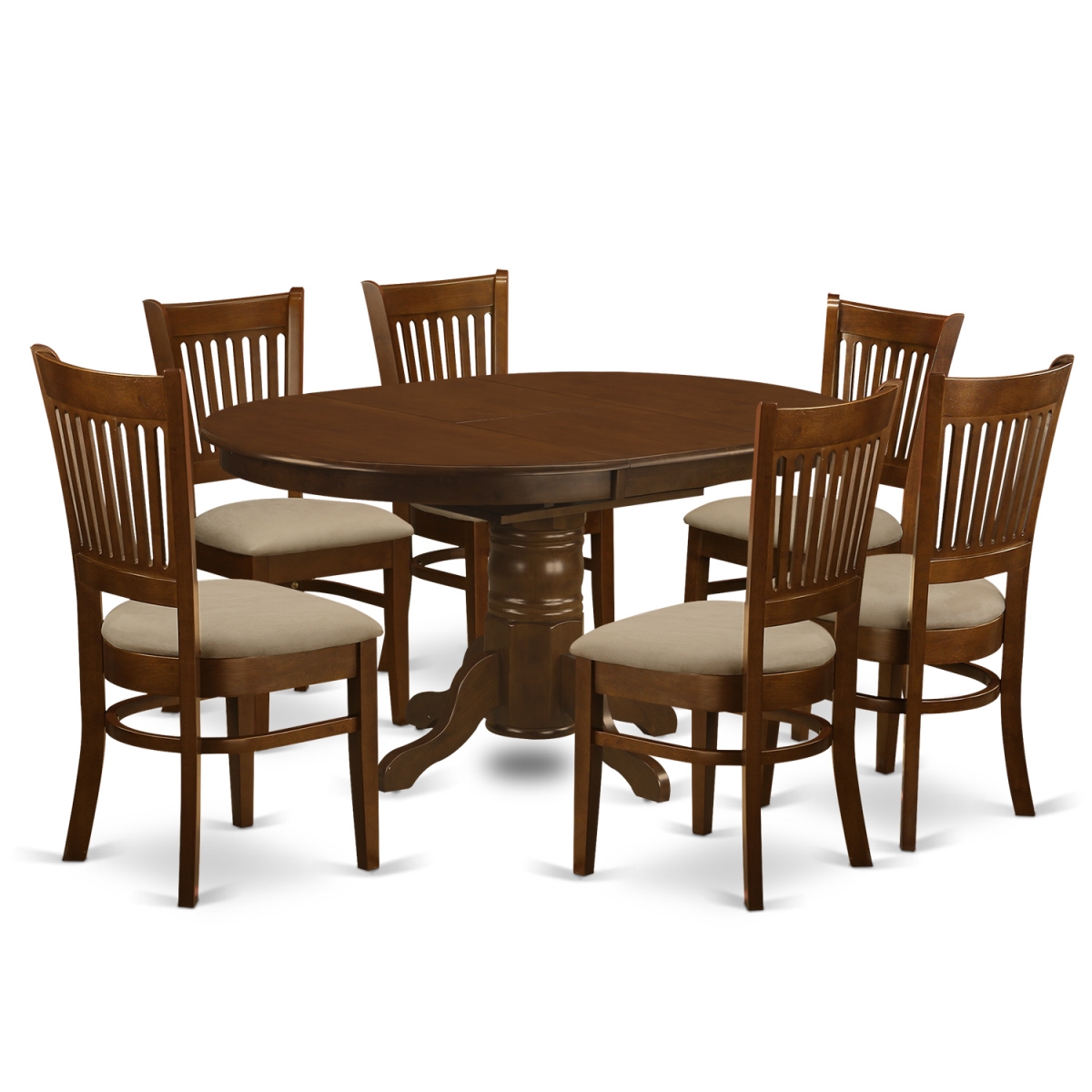 Set Kenley with One Leaf & Six Cushioned Seat Chairs, Espresso - 18 in. - 7 Piece