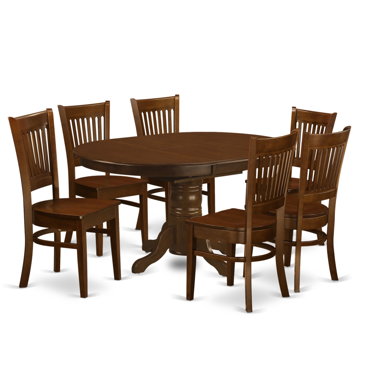 KEVA7-ESP-W Set Kenley Table with One Leaf & 6 Hardwood Seat Chairs, Espresso - 18 in. - 7 Piece