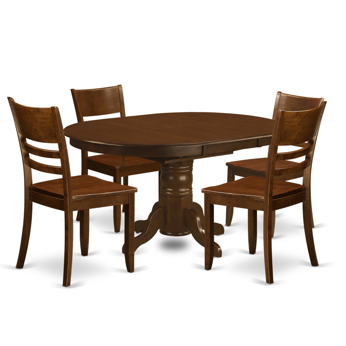 Kenley Table with One Leaf & 4 Solid Wood Seat Chairs, Espresso - 18 in. - 5 Piece