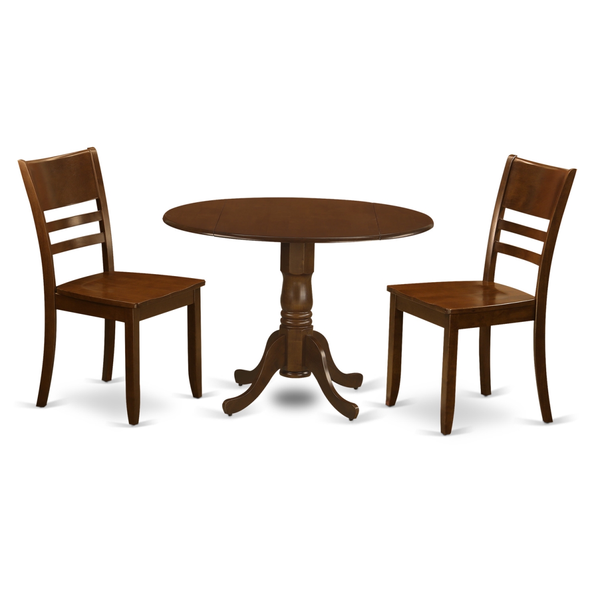 Picture of East West Furniture DLLY3-ESP-W Dublin Kitchen Table with Two Drop - Leaf & Two Leather Chairs, Espresso - 9 in. - 3 Piece