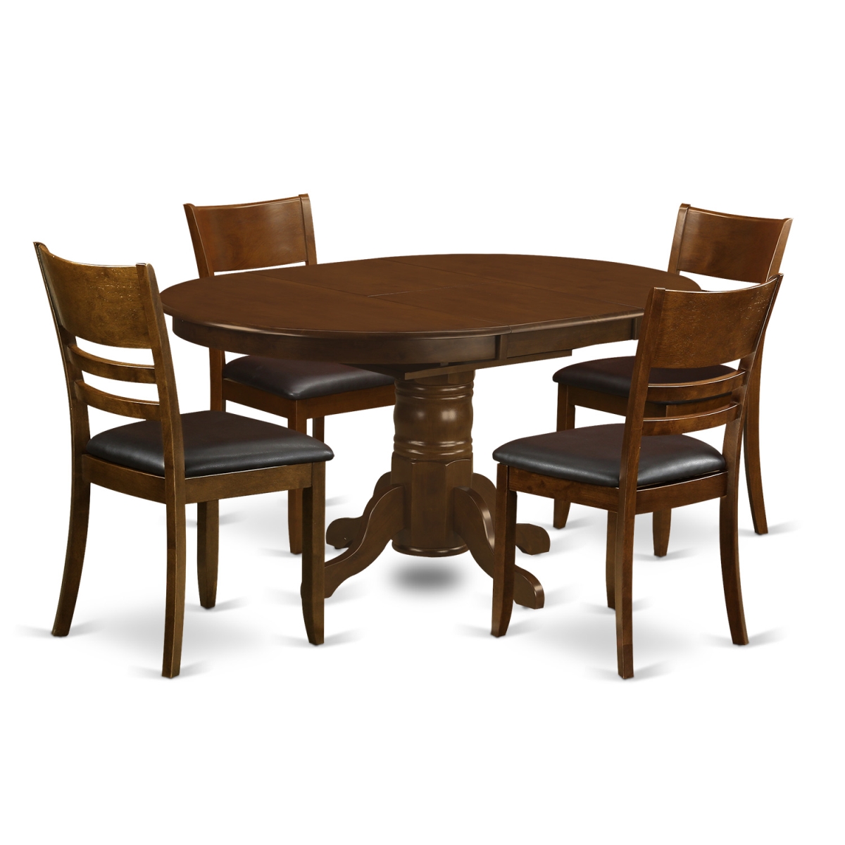 KELY5-ESP-LC Dining Set - Kenley with One Leaf & Four Faux Leather Chairs, Espresso - 18 in. - 5 Piece
