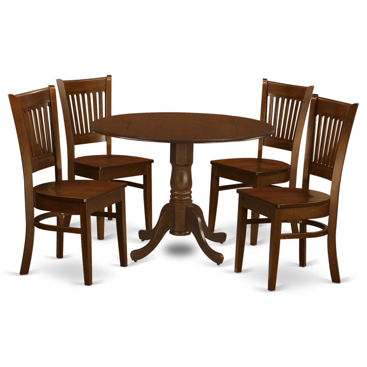 Picture of East West Furniture DLVA5-ESP-W Dublin Table with 2 Drop - Leaf & 4 Solid Wood Chairs, Espresso - 9 in. - 5 Piece