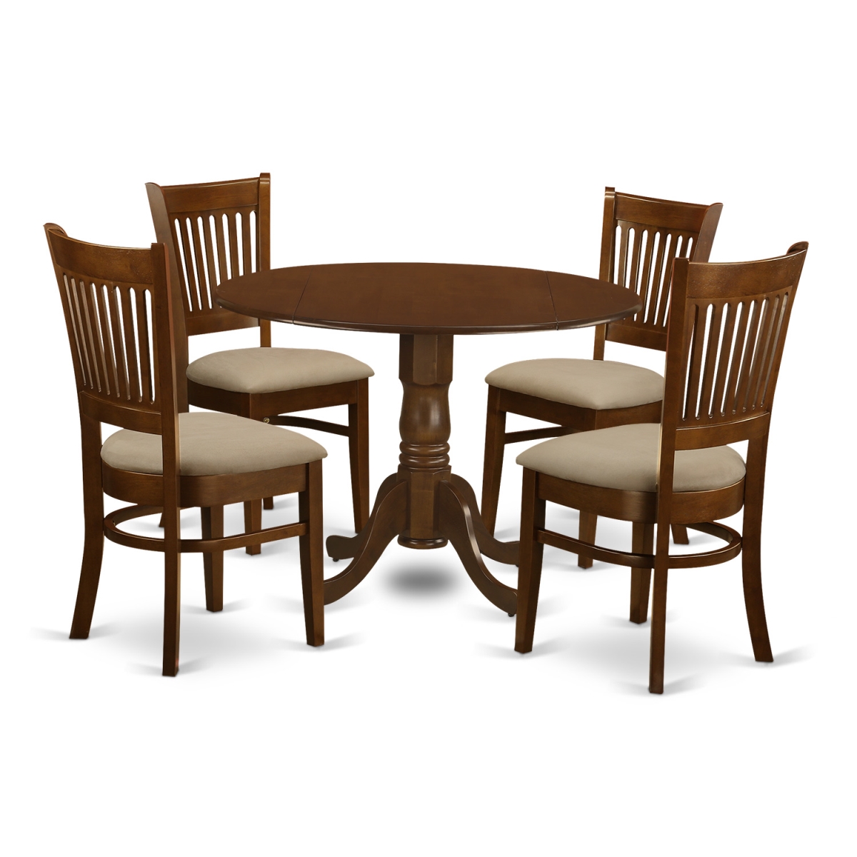 DLVA5-ESP-C Set Dublin Table with Two Drop - Leaf & Four Cushioned Seat Chairs, Espresso - 9 in. - 5 Piece