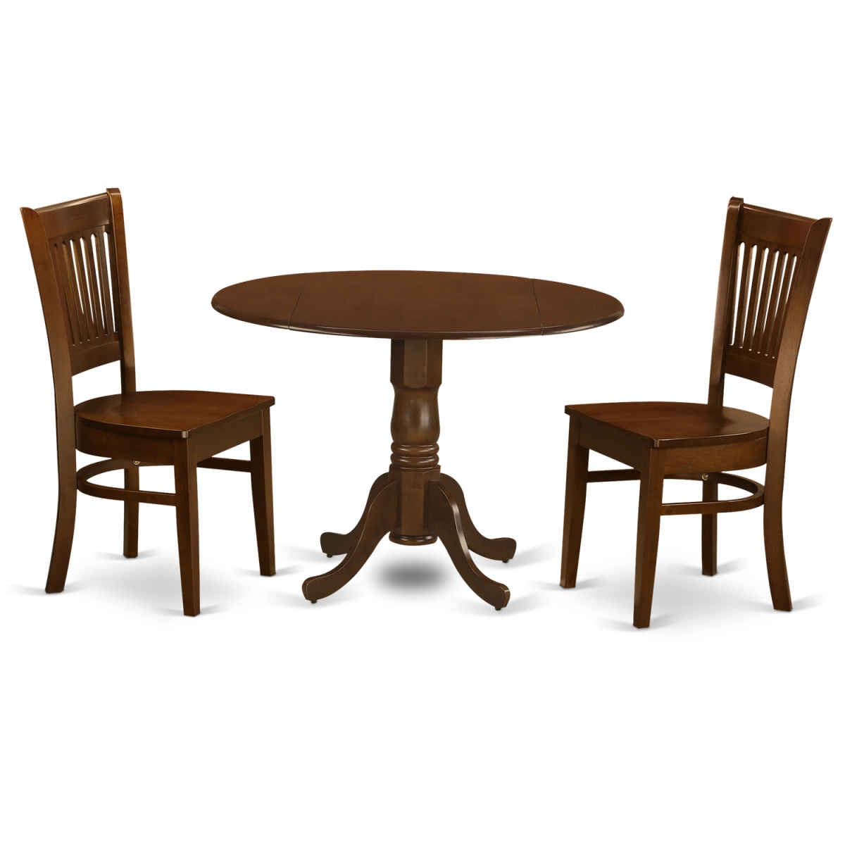 Picture of East West Furniture DLVA3-ESP-W Dublin Dining Table with 2 Drop - Leaf & Two Wood Seat Chairs, Espresso - 9 in. - 3 Piece