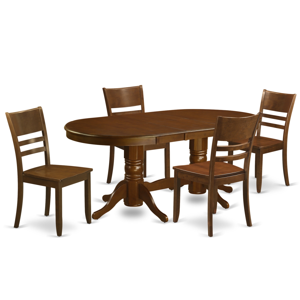 VALY5-ESP-W Vancouver Kitchen Table with One Leaf & 4 Solid Wood Chairs, Espresso - 17 in. - 5 Piece