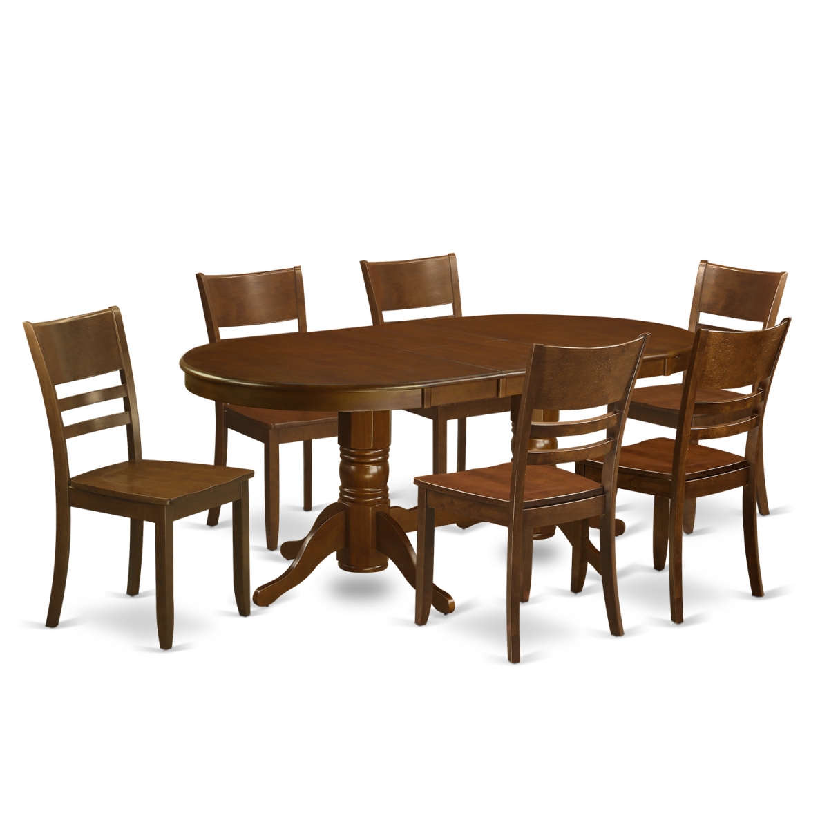 Vancouver Table with One Leaf & 6 Wood Chairs, Espresso - 17 in.
