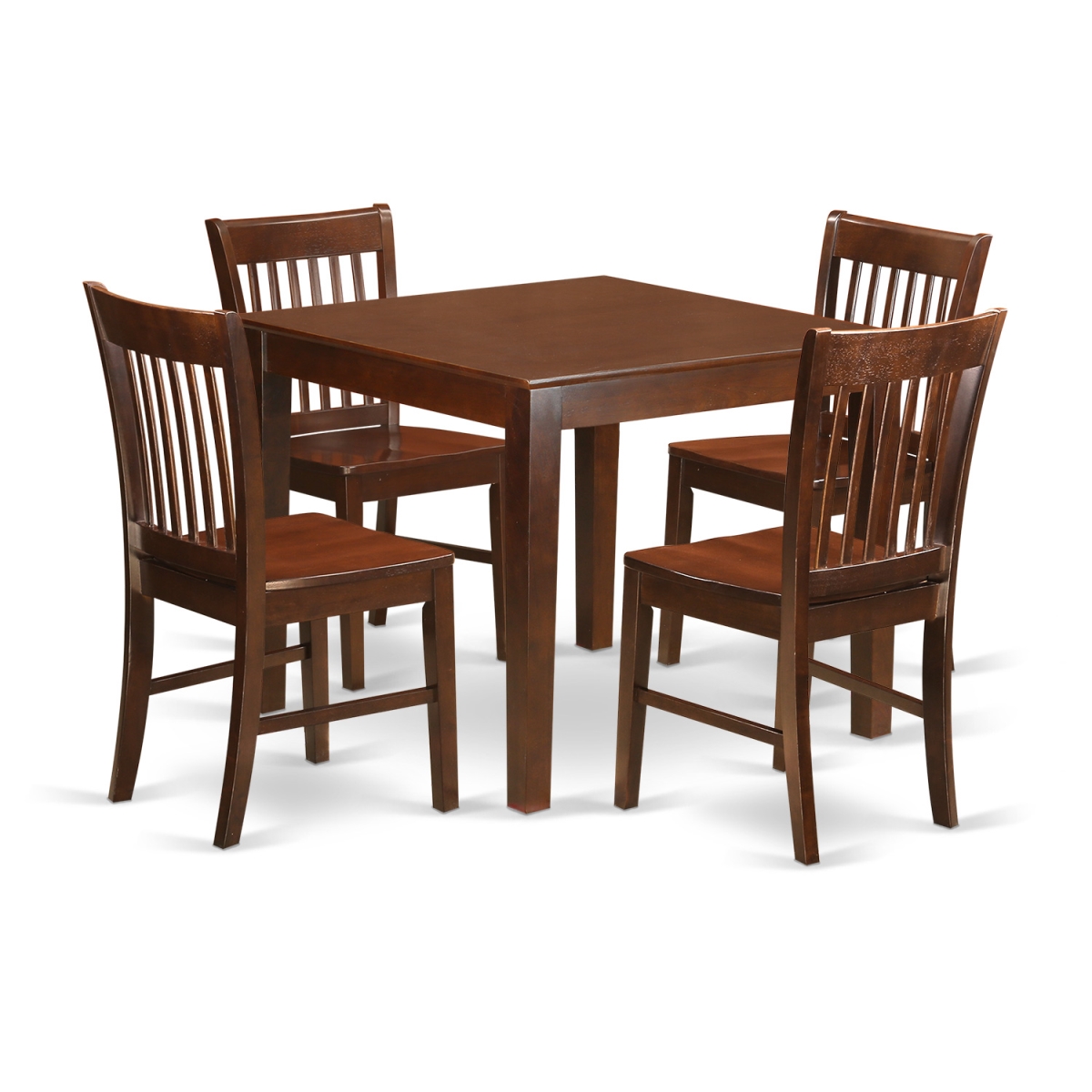 Picture of East West Furniture OXNO5-MAH-W Kitchen Table Set with One Oxford Table & 4 Chairs&#44; Mahogany - 5 Piece