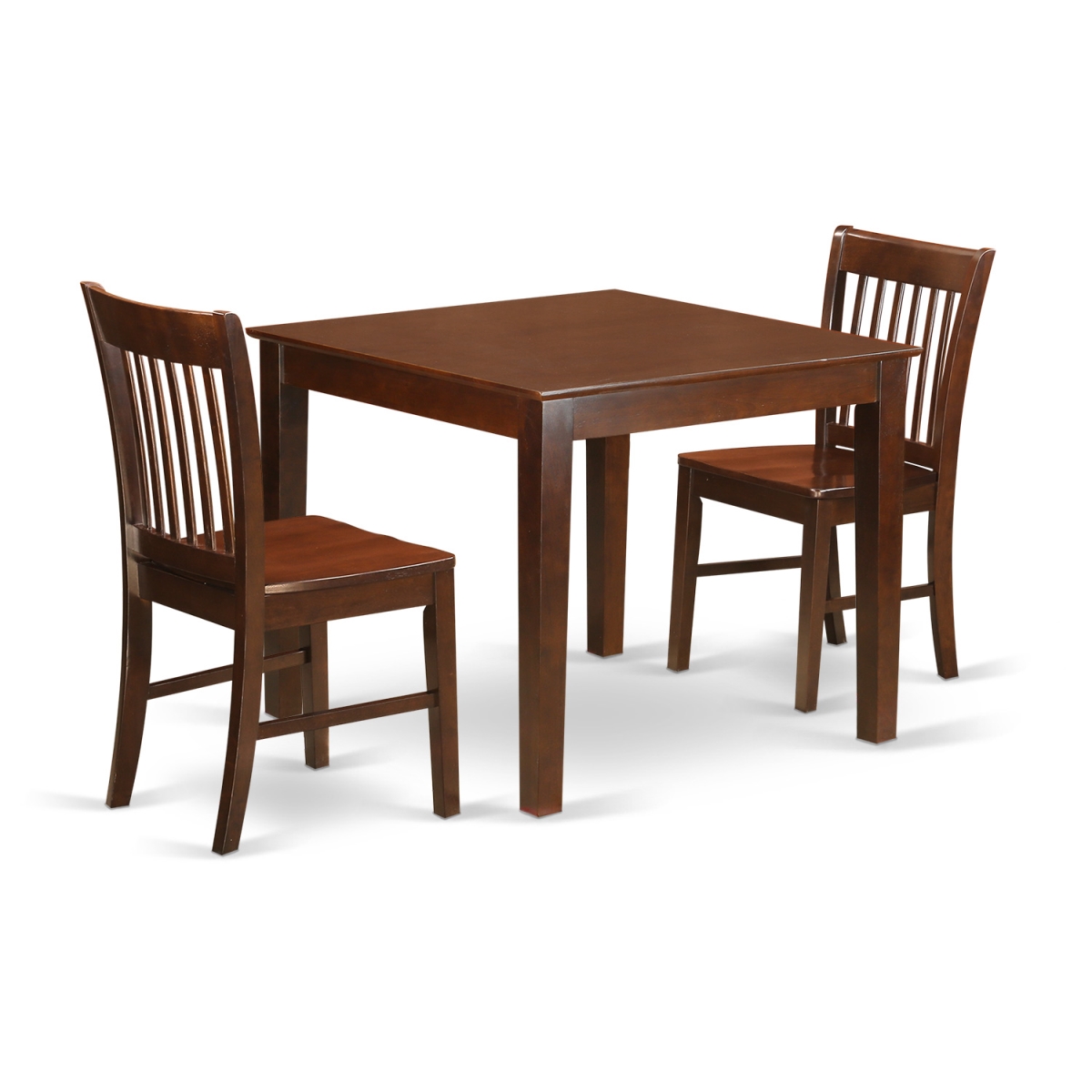 Picture of East West Furniture OXNO3-MAH-W Dinette Set with One Oxford Dining Table & Two Chairs&#44; Mahogany - 3 Piece