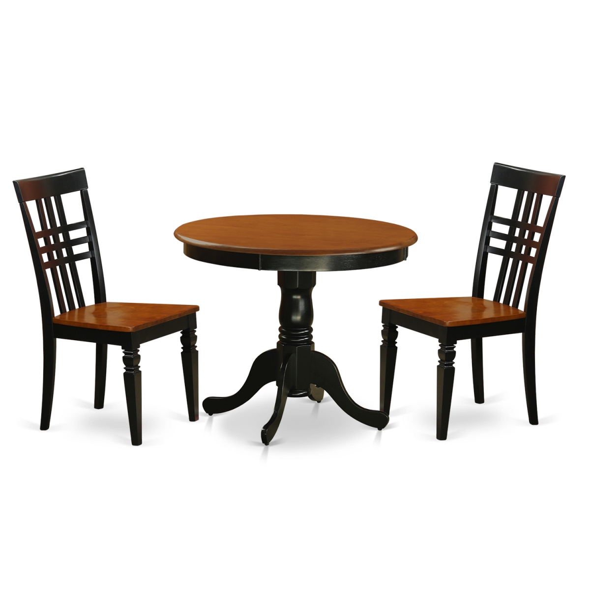 Picture of East West Furniture ANLG3-BCH-W Kitchen Table Set with One Table & Two Chairs, Black & Cherry - 3 Piece