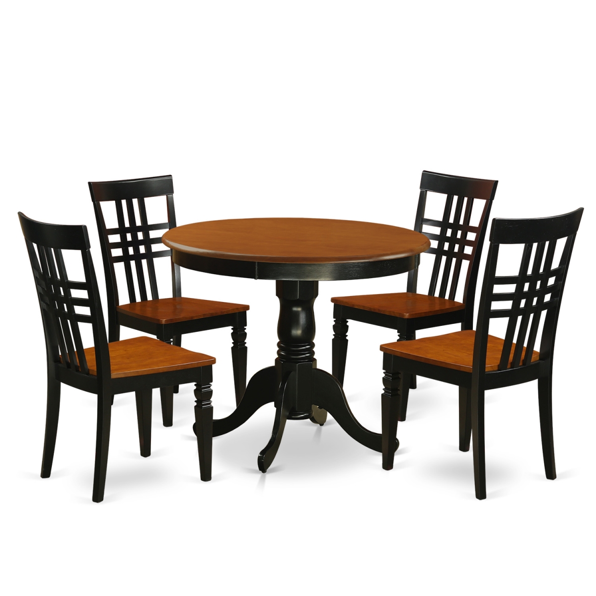 Picture of East West Furniture ANLG5-BCH-W Dining Room Set with One Table & Four Chairs, Black & Cherry - 5 Piece