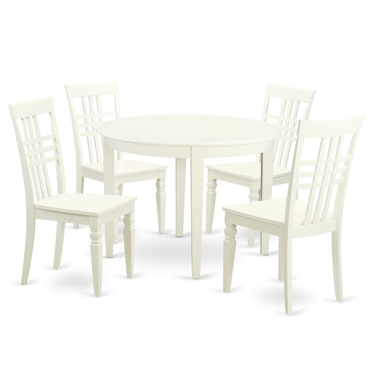 Picture of East West Furniture BOLG5-LWH-W Table & Chair Set with One Boston Table & Four Chairs&#44; Linen White - 5 Piece