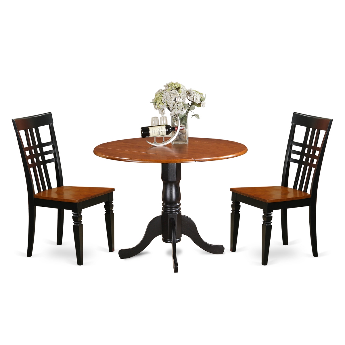 Picture of East West Furniture DLLG3-BCH-W Dining Room Table Set with One Dublin Dining Room Table & Two Chairs, Black & Cherry - 3 Piece