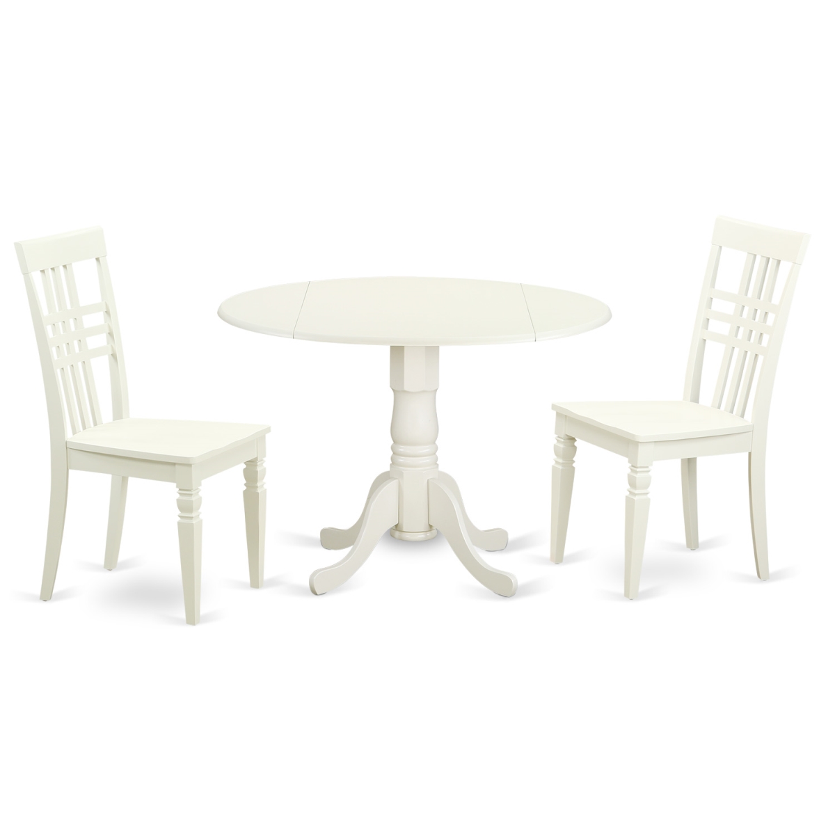 Picture of East West Furniture DLLG3-LWH-W Dining Room Table Set with One Dublin Dining Table & 2 Chairs, Linen White - 3 Piece