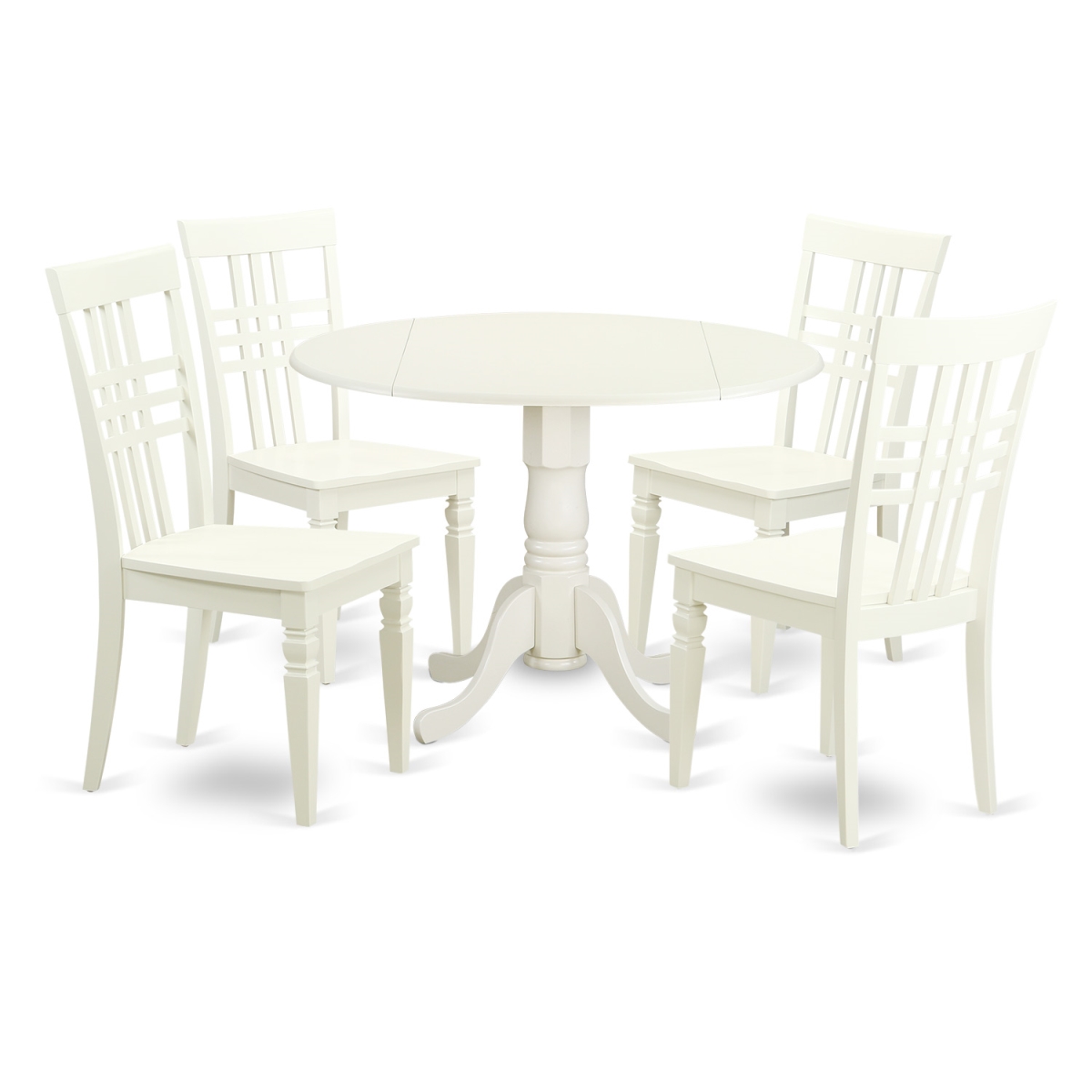 Picture of East West Furniture DLLG5-LWH-W Small Kitchen Table Set with One Dublin Table & 4 Chairs, Linen White - 5 Piece