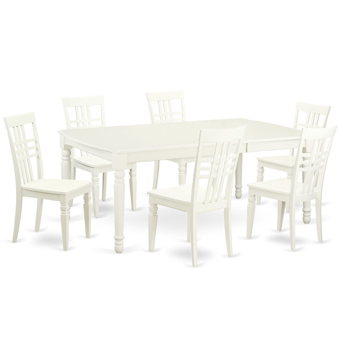 DOLG7-LWH-W Table & Chair Set with One Dover Dining Room Table & Six Chairs, Linen White - 3 Piece