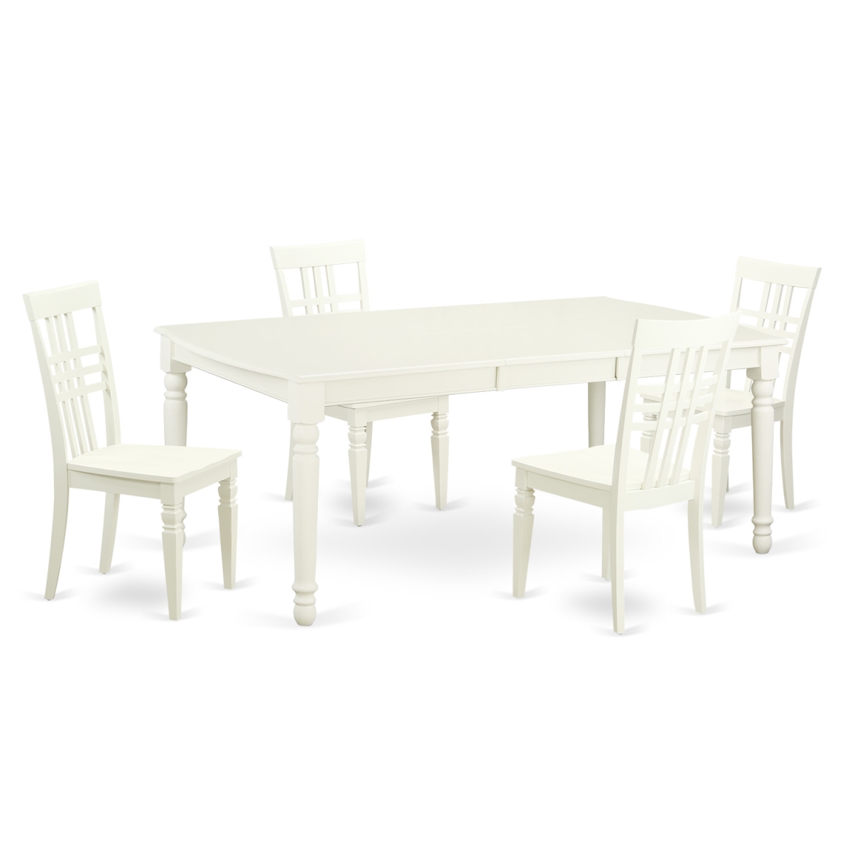 Kitchen Tables & Chair Set with One Dover Dining Table & 4 Chairs, Linen White - 5 Piece