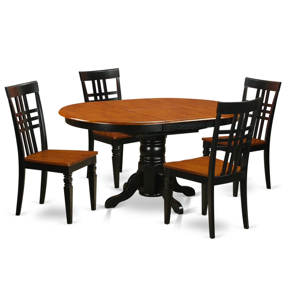 Kitchen Tables & Chair Set with One Kenley Dining Table & Four Chairs, Black & Cherry - 5 Piece