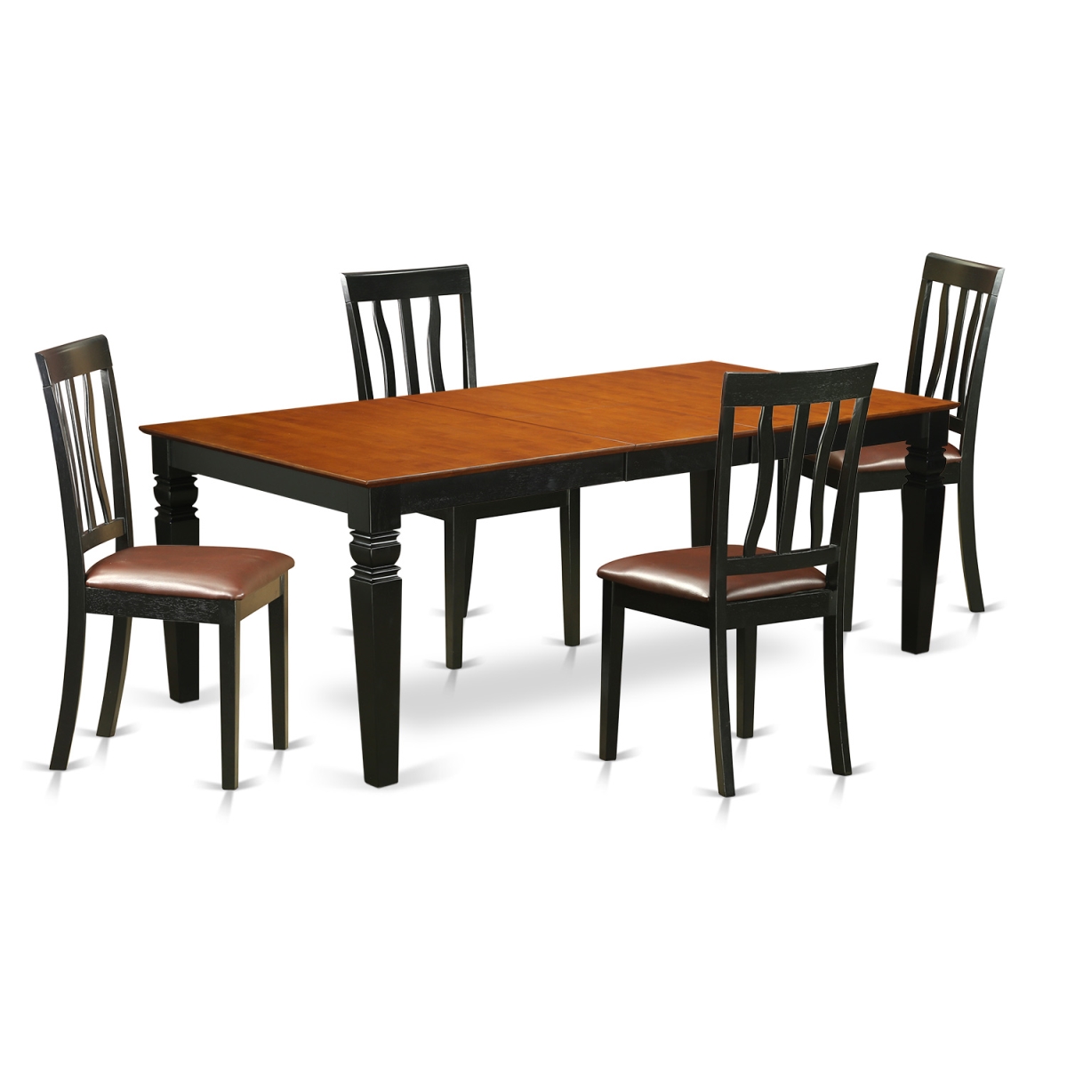 Dinette Set with One Logan Table & 4 Chairs, Black & Cherry - 5 Piece