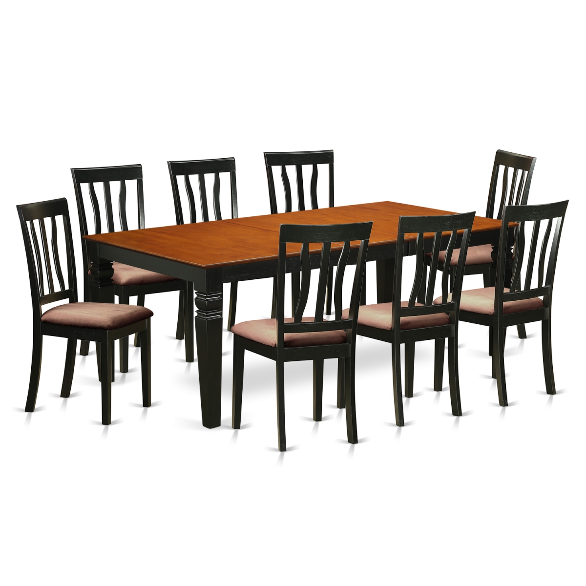 Table Set with One Logan Table & 8 Chairs, Black & Cherry - 9 Piece