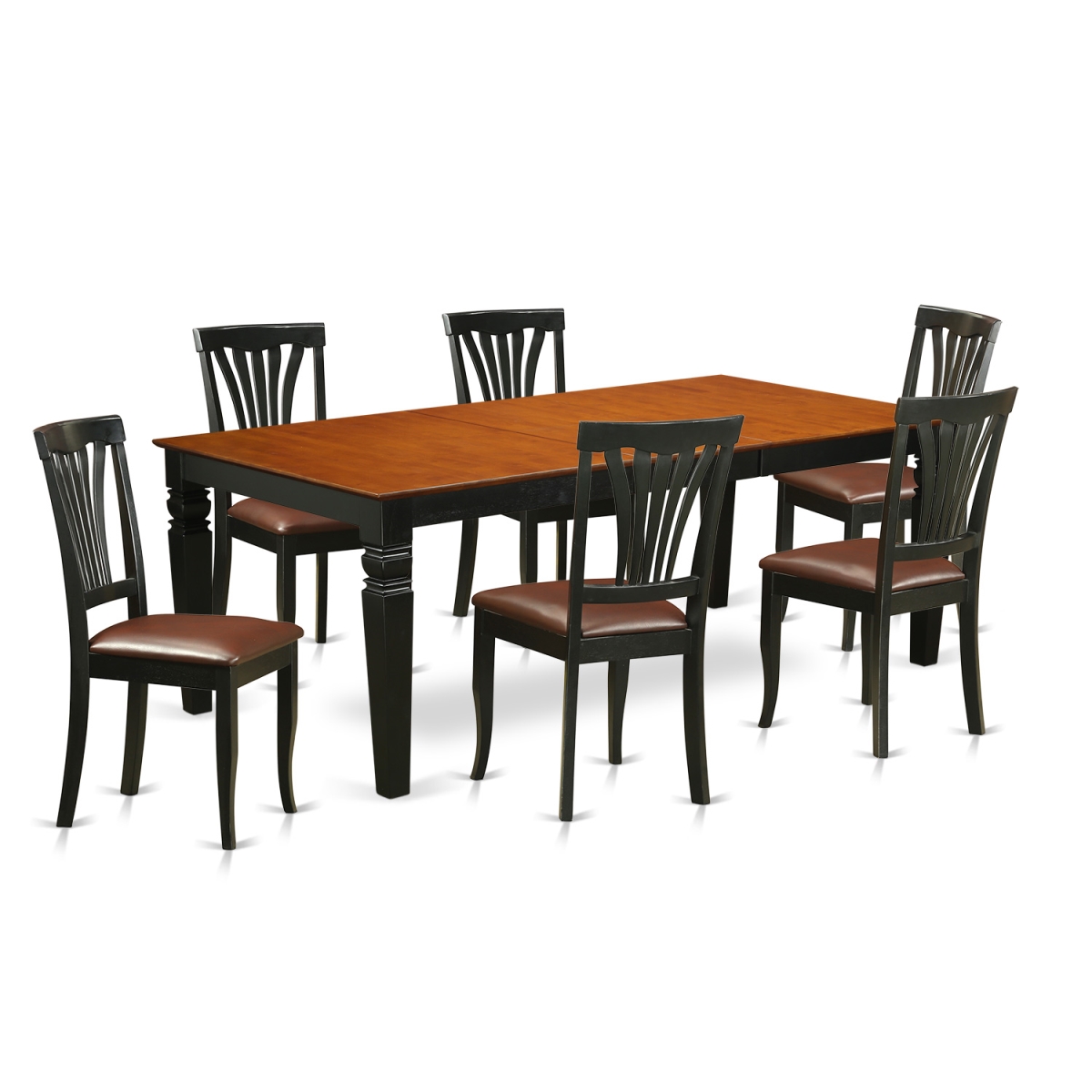 Table & Chair Set with One Logan Table & 6 Chairs - Black & Cherry - 7 Piece