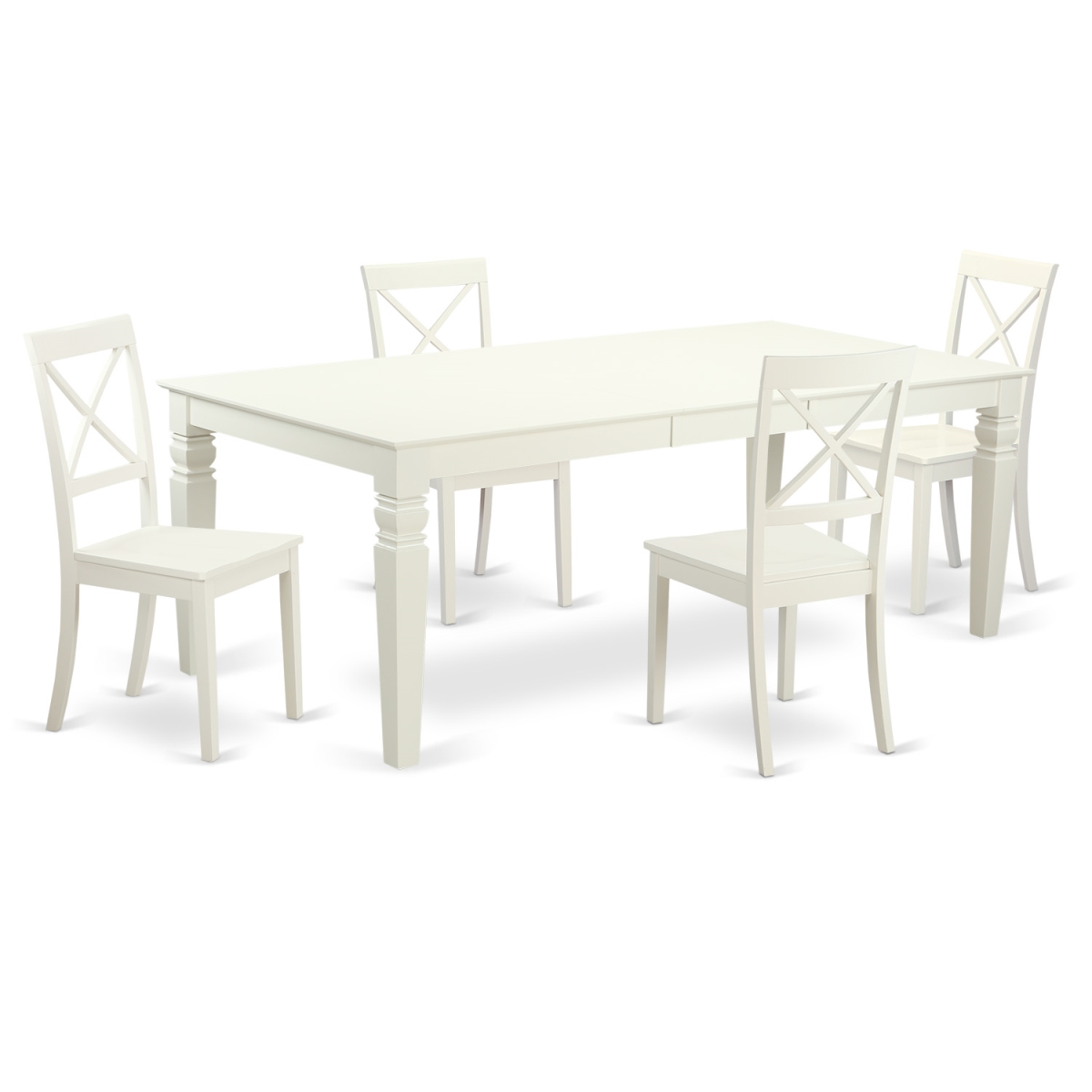 Kitchen Table Set with One Logan Dining Table & 4 Chairs, Linen White - 5 Piece