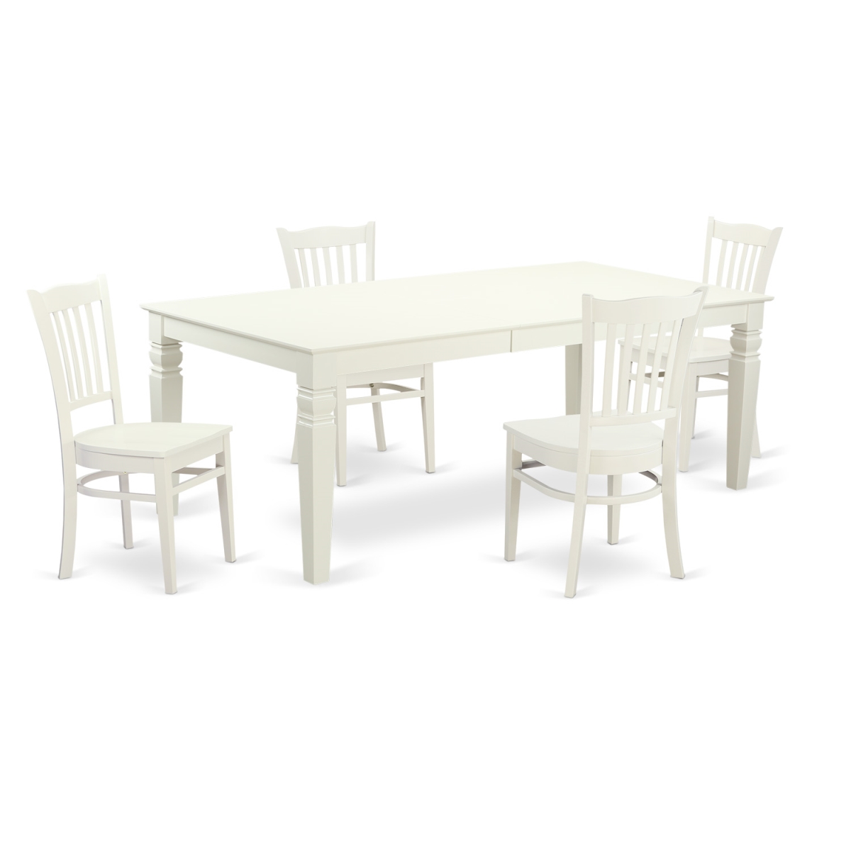 Kitchen Table Set with One Logan Table & 4 Chairs, Linen White - 5 Piece