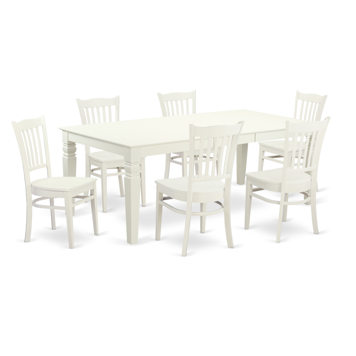 Table & Chair Set with One Logan Dining Table & Six Chairs, Linen White - 7 Piece