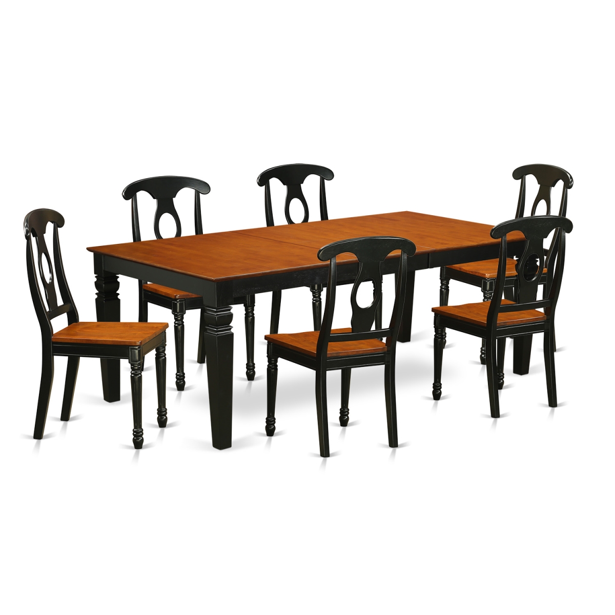 Table Set with One Logan Table & Six Chairs - Black & Cherry - 7 Piece