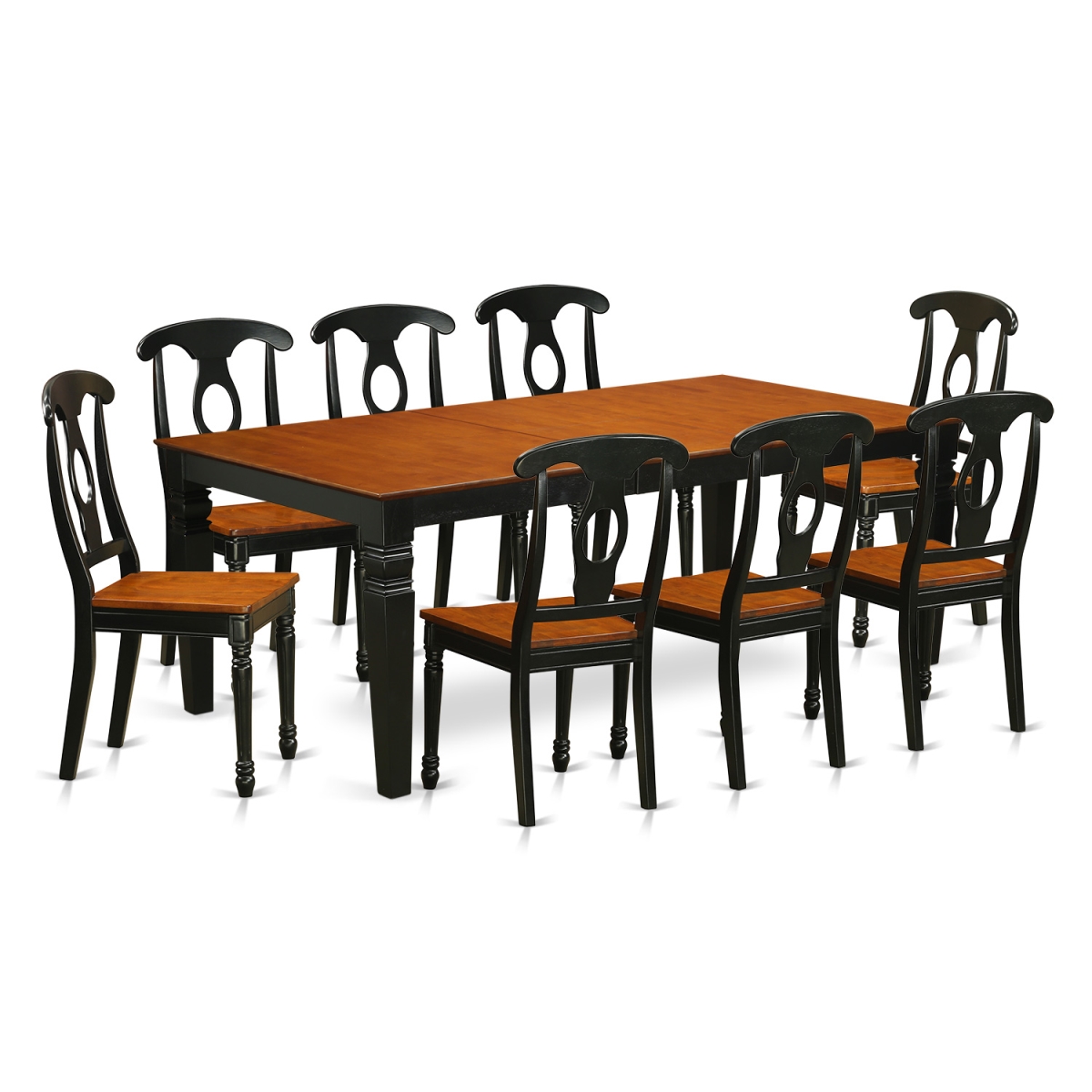 Table & Chair Set with One Logan Dining Table & Eight Chairs, Black & Cherry - 9 Piece