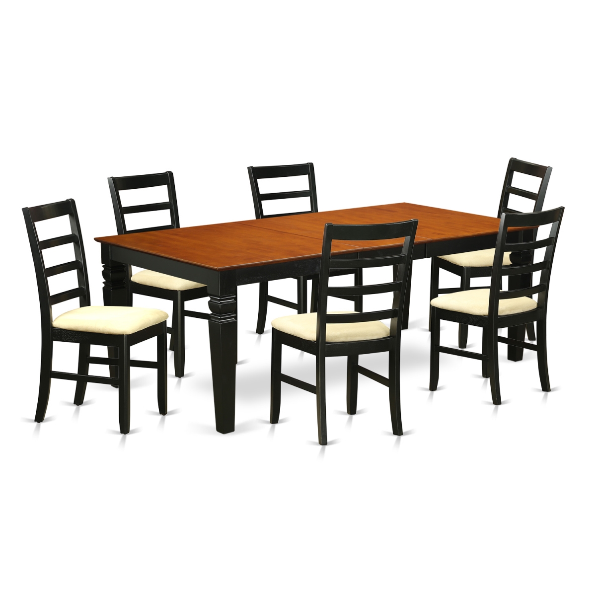 Dining Room Table Set with One Logan Dining Room Table & Six Chairs, Black & Cherry - 7 Piece