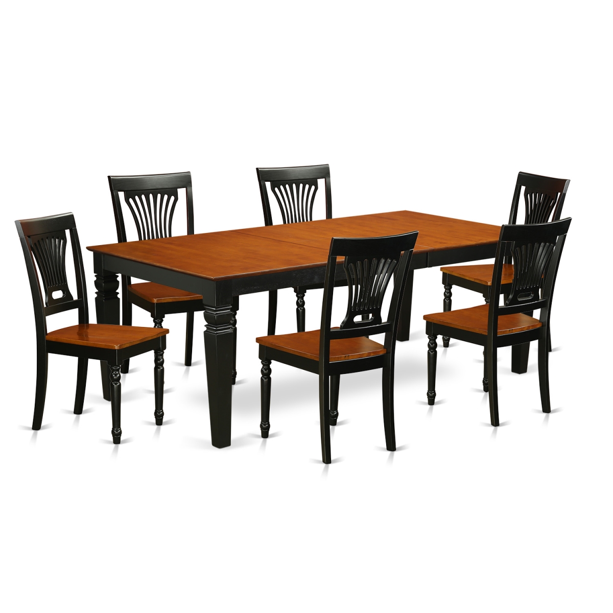 LGPL7-BCH-W Wood Seat Kitchen Table Set with One Logan Dining Table & 6 Chairs, Black & Cherry - 7 Piece -  East West Furniture