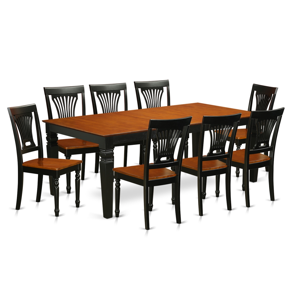 Table & Chair Set with One Logan Table & 8 Chairs, Black & Cherry - 9 Piece