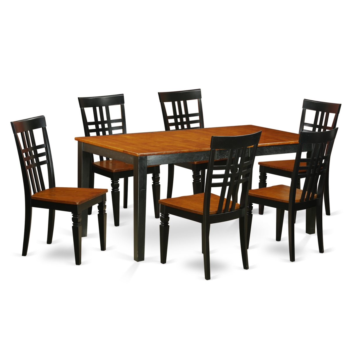 Kitchen Table Set with One Nicoli Table & 6 Chairs, Black & Cherry - 7 Piece