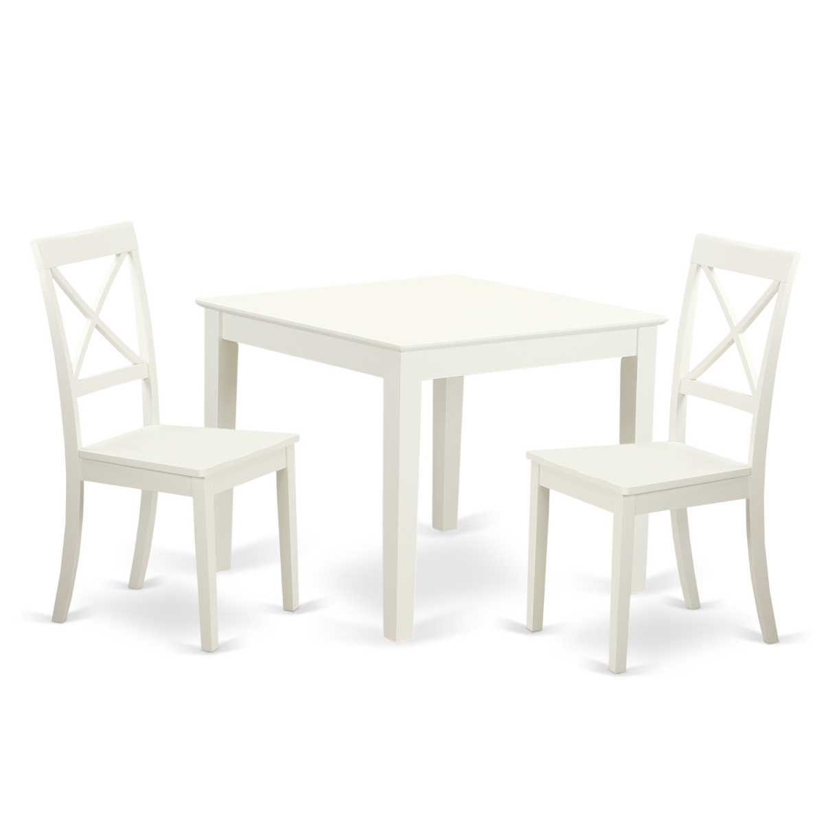 Picture of East West Furniture OXBO3-LWH-W Dining Set - Oxford Square Kitchen Table & Two Solid Wood Chairs&#44; Linen White - 3 Piece