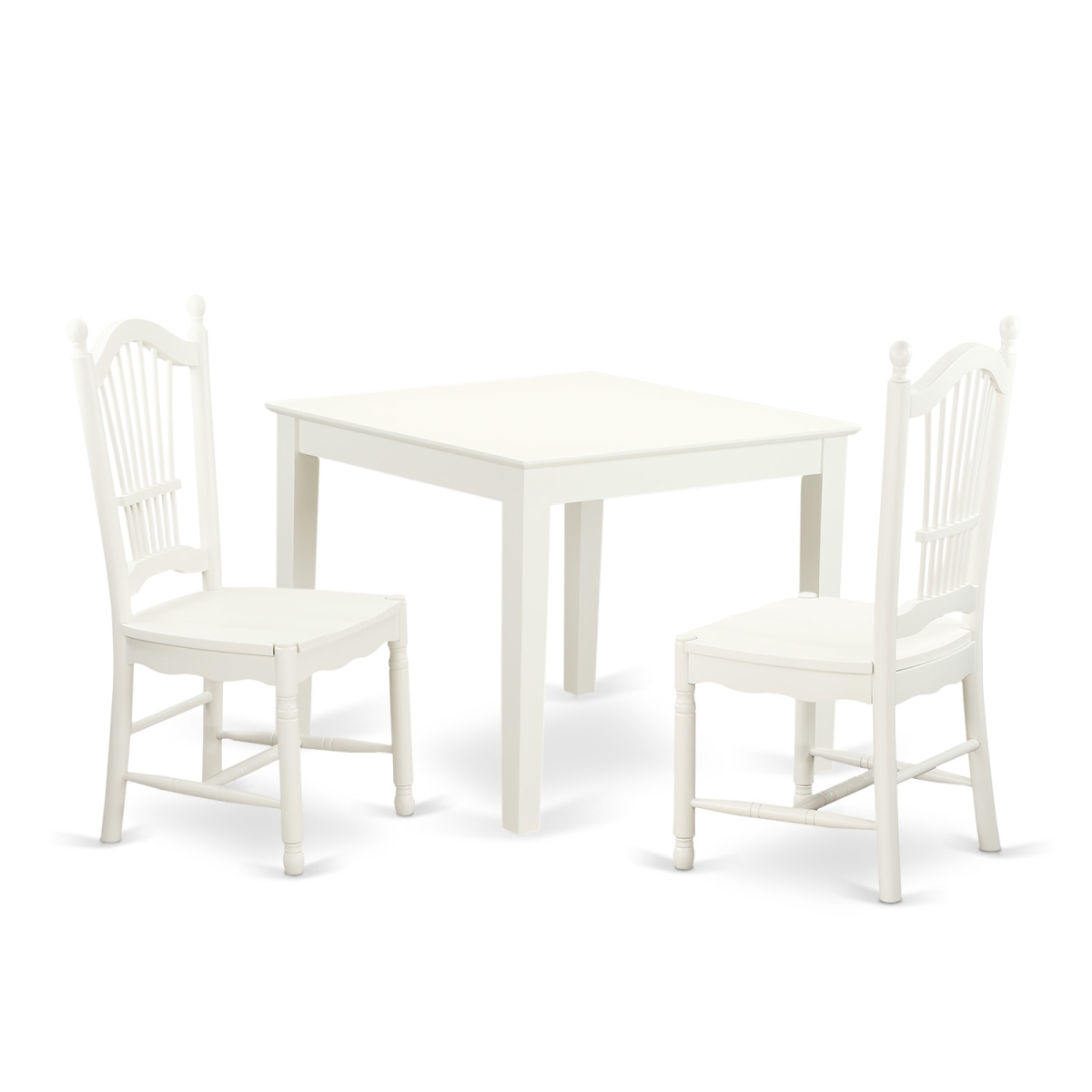 Picture of East West Furniture OXDO3-LWH-W Dining Set - Oxford Small Kitchen Table & Two Hardwood Chairs&#44; Linen White - 3 Piece