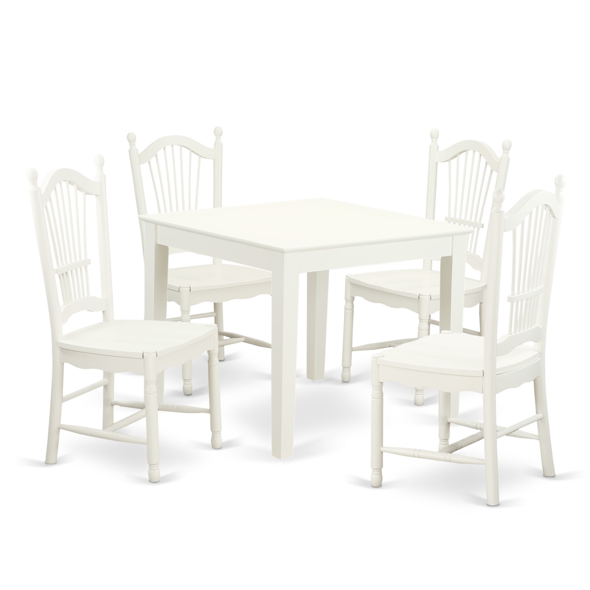 Picture of East West Furniture OXDO5-LWH-W Dining Set - Oxford Small Kitchen Table & 4 Hardwood Chairs&#44; Linen White - 5 Piece
