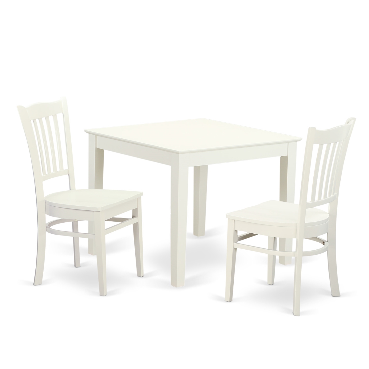 Picture of East West Furniture OXGR3-LWH-W Dining Set - Breakfast Nook Table & 2 Wood Chair&#44; Linen White - 3 Piece