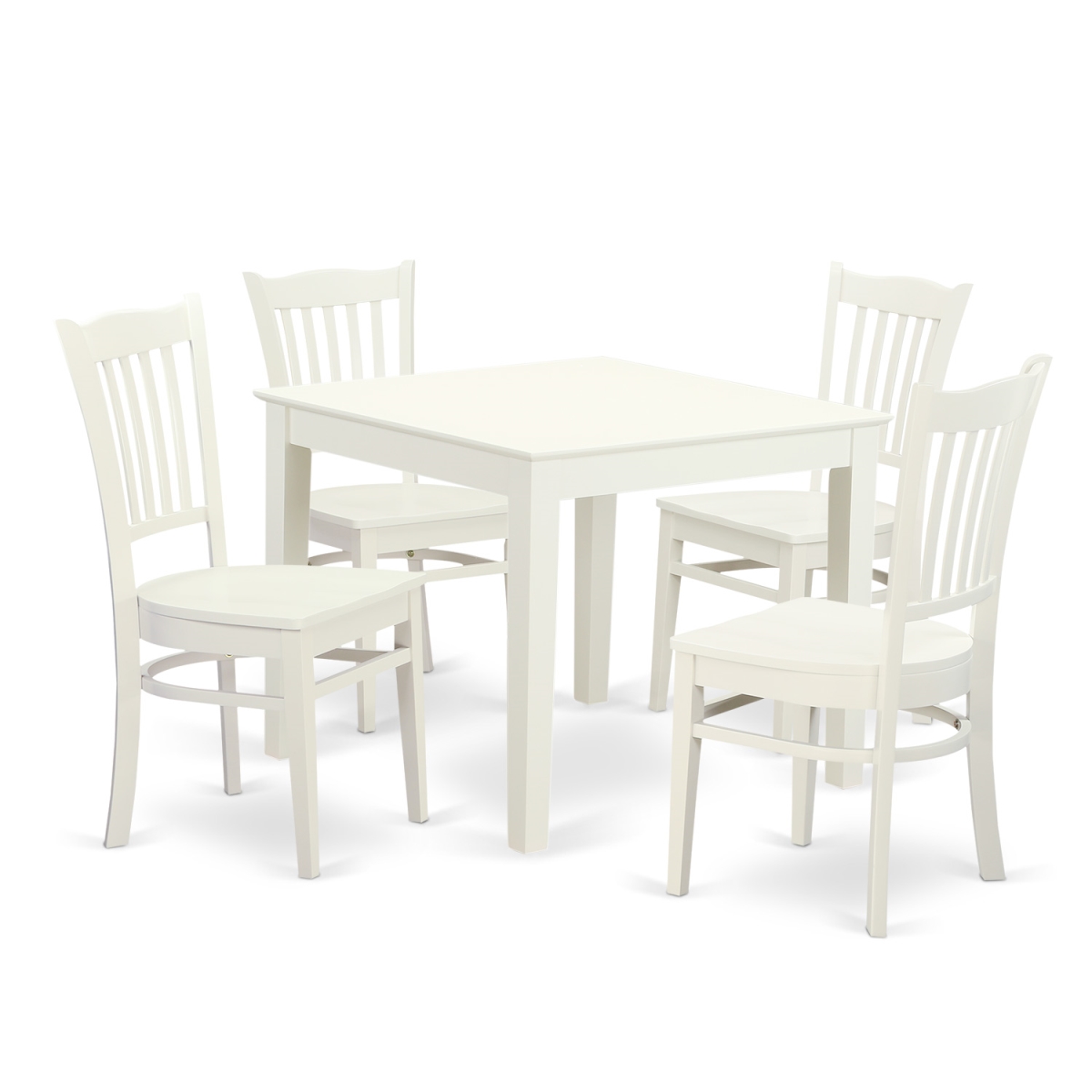 Picture of East West Furniture OXGR5-LWH-W Dining Set - Oxford Kitchen Table & Four Solid Wood Chairs&#44; Linen White - 5 Piece