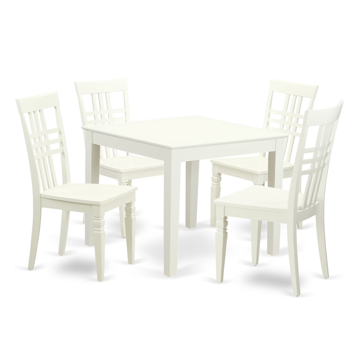 Picture of East West Furniture OXLG5-LWH-W Dining Set - Kitchen Table & 4 Wood Chairs&#44; Linen White - 5 Piece