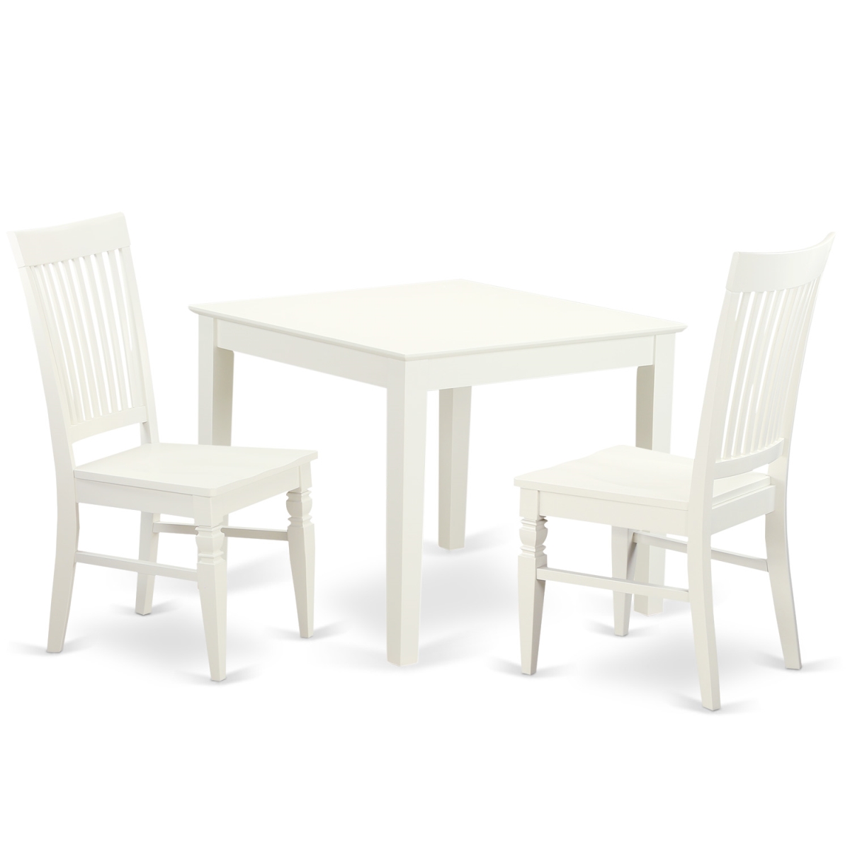 Picture of East West Furniture OXWE3-LWH-W Dining Set - Oxford Square Kitchen Table & Two Hardwood Chairs&#44; Linen White - 3 Piece