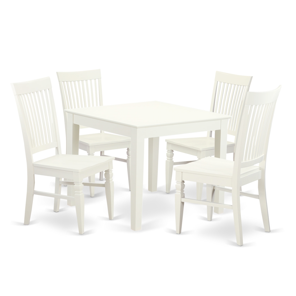 Picture of East West Furniture OXWE5-LWH-W Dining Set - Oxford Square Kitchen Table & 4 Solid Wood Chairs&#44; Linen White - 5 Piece