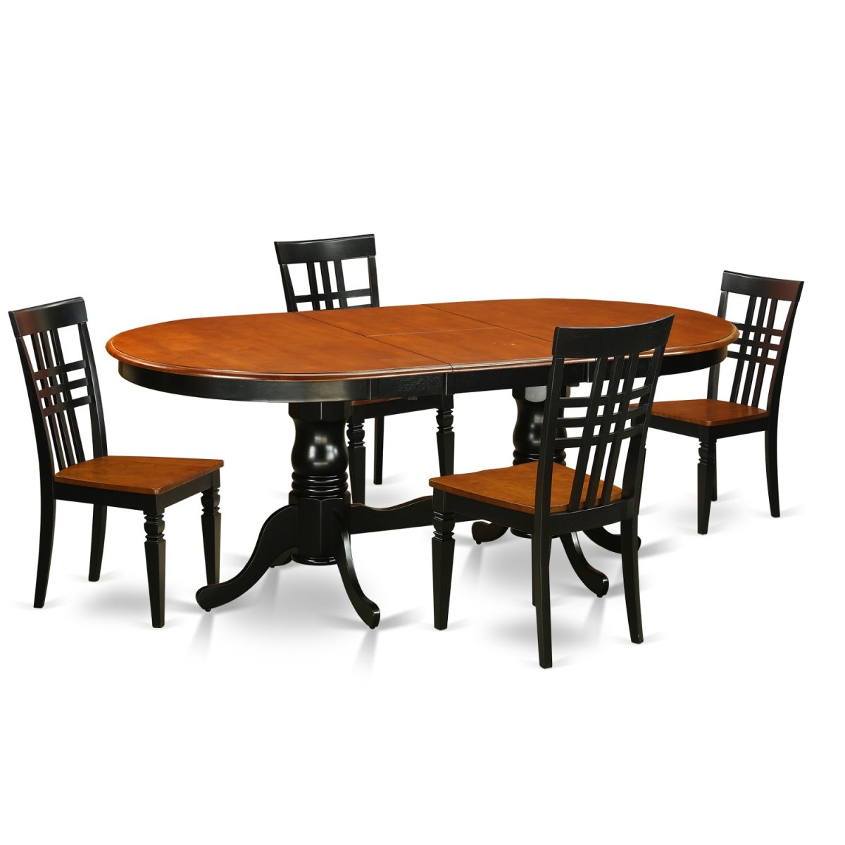 PVLG5-BCH-W Kitchen Table Set with One Plainville Table & Four Chairs, Black & Cherry - 5 Piece -  East West Furniture