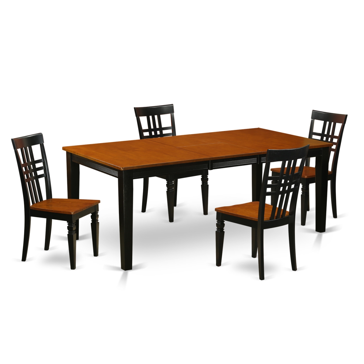 QULG5-BCH-W Kitchen Table Set with One Quincy Dining Room Table & 4 Chairs, Black & Cherry - 5 Piece -  East West Furniture